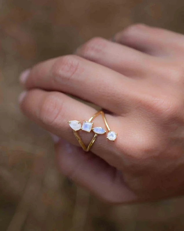 gold rings for women-Moonstone Ring ~ 18k Gold Plated ~ MR305