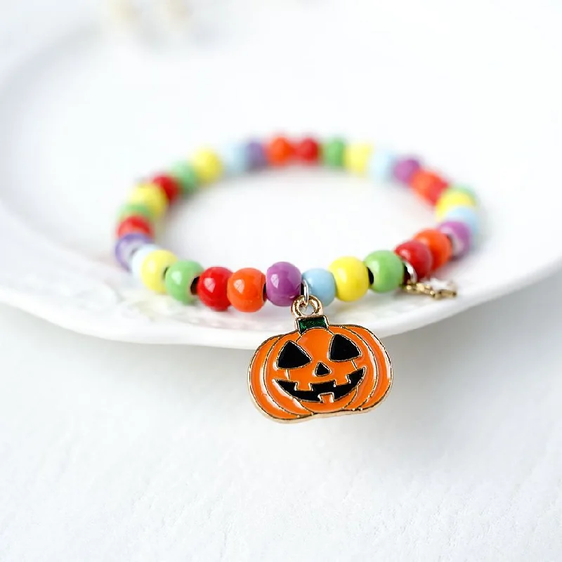 tribal bracelets for women-Fashion Pumpkin Bat Alloy Beaded Women's Bracelets 1 Piece