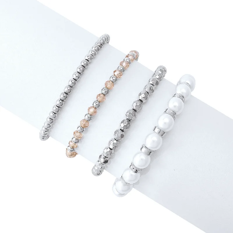 geometric bracelets for women-Ig Style Geometric Ccb Imitation Pearl Alloy Beaded Women's Bracelets