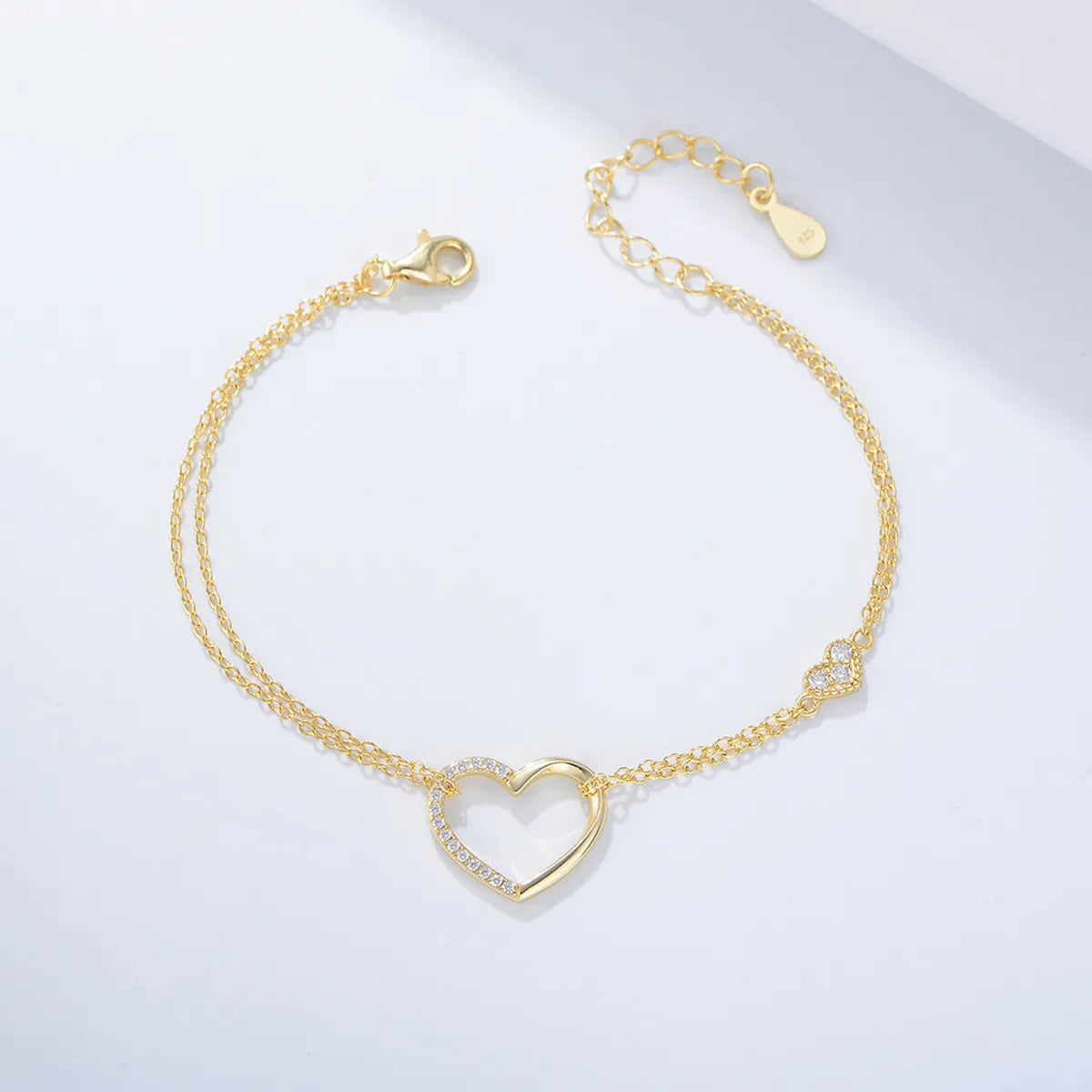 gold bangles with diamonds for women-Wholesale Commute Heart Shape Sterling Silver Bracelets