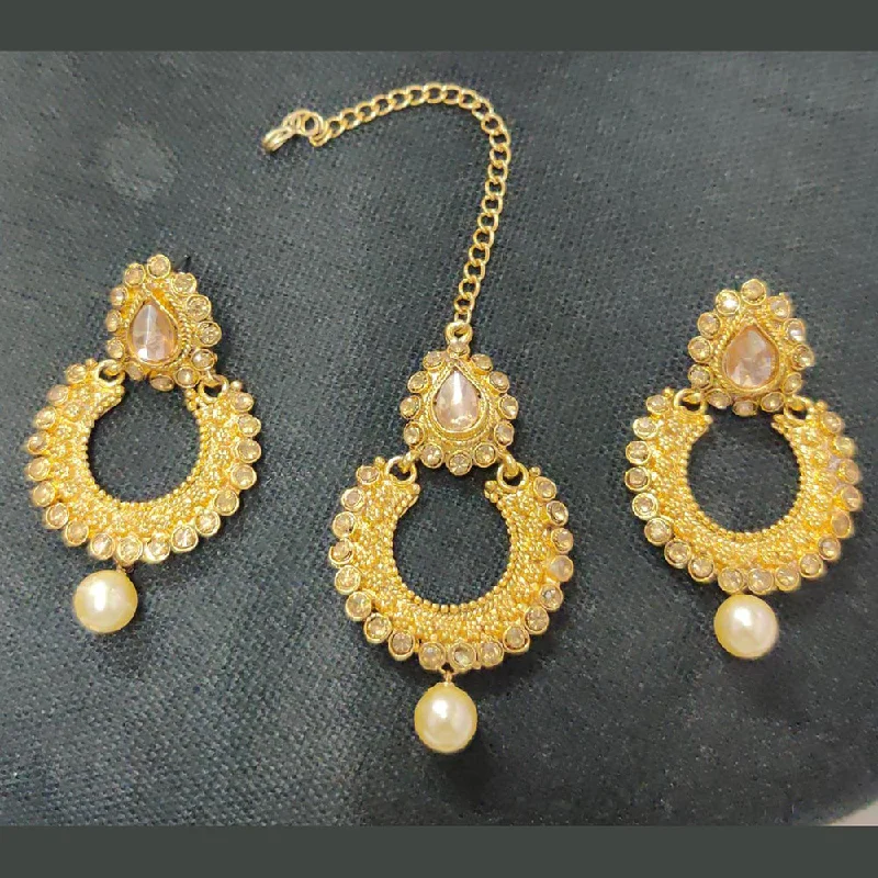 gold hoop earrings for women-Shreeji Gold Plated Earrings With Mangtikka