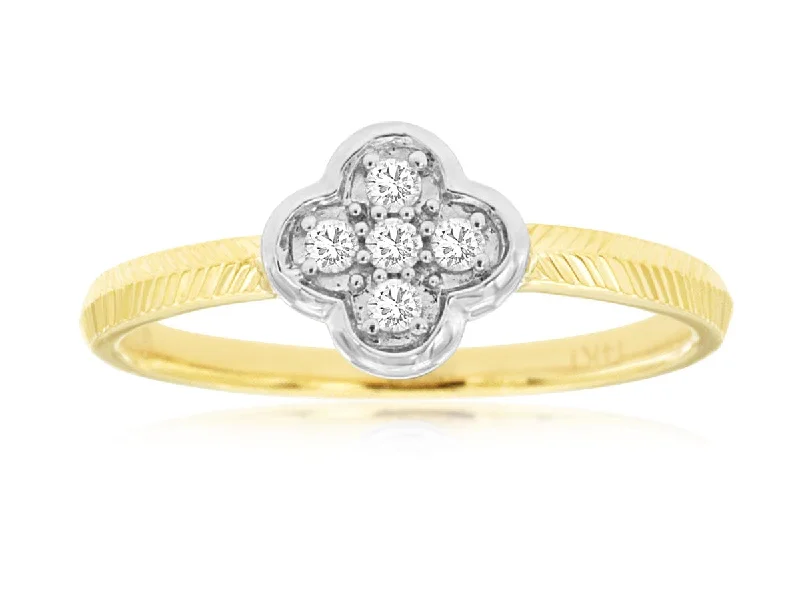 vintage-inspired rings for women-14K Two Toned Diamond Van Cleef Style Ring