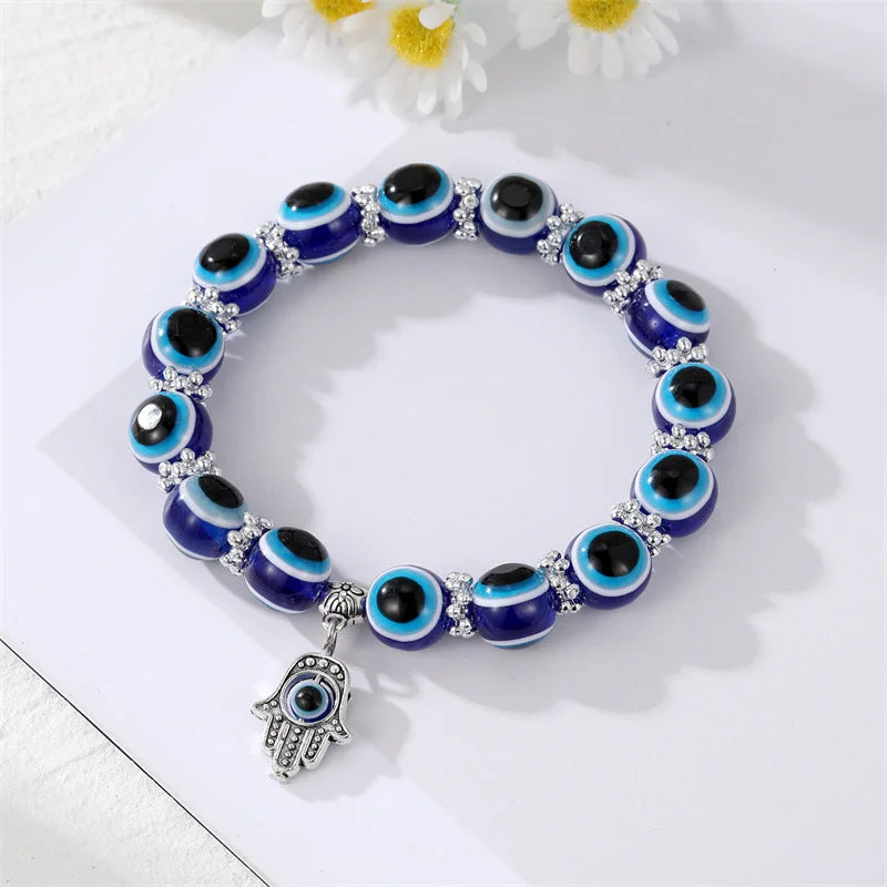 Blue Big Bead Palm Bracelet