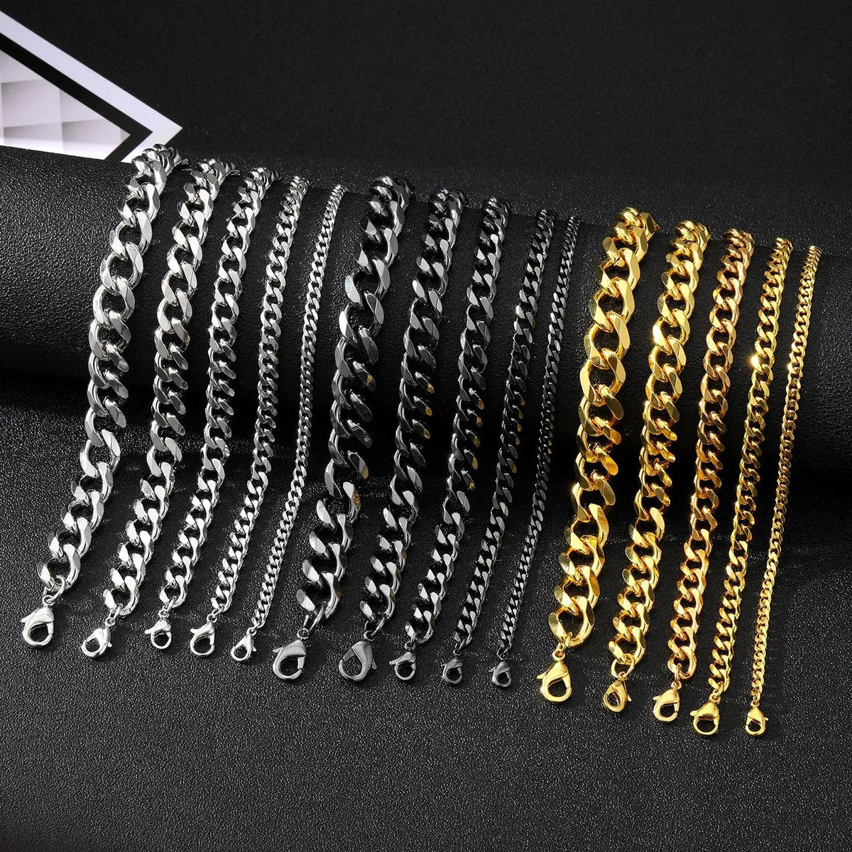 delicate bangles for women-Hip-Hop Solid Color 304 Stainless Steel Men'S Bracelets