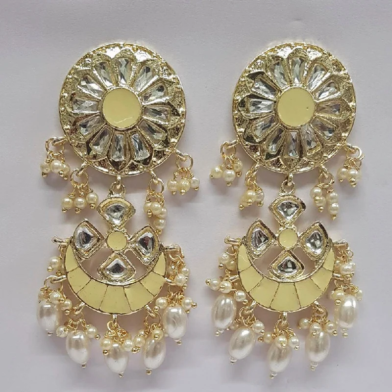 chandelier earrings with crystals for women-Shreeji Kundan Stone Gold Plated Dangler Earrings - ShreejiEar53