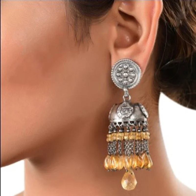 color-block earrings for women-Silver Mountain 925 Sterling Silver Jhumki Earrings