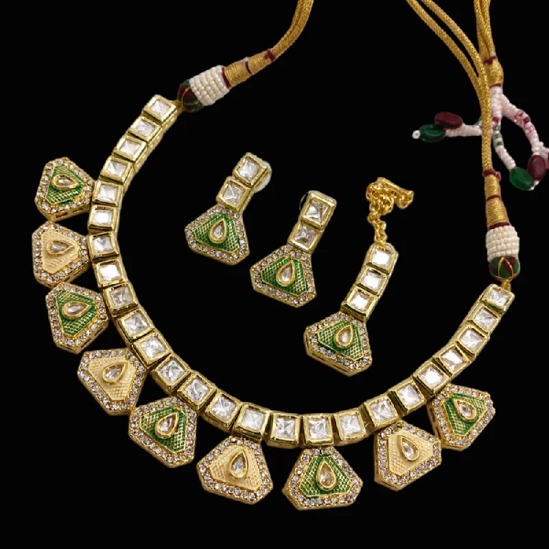 birthstone necklaces for women-Lucentarts Jewellery Gold Plated Meenakari Necklace Set