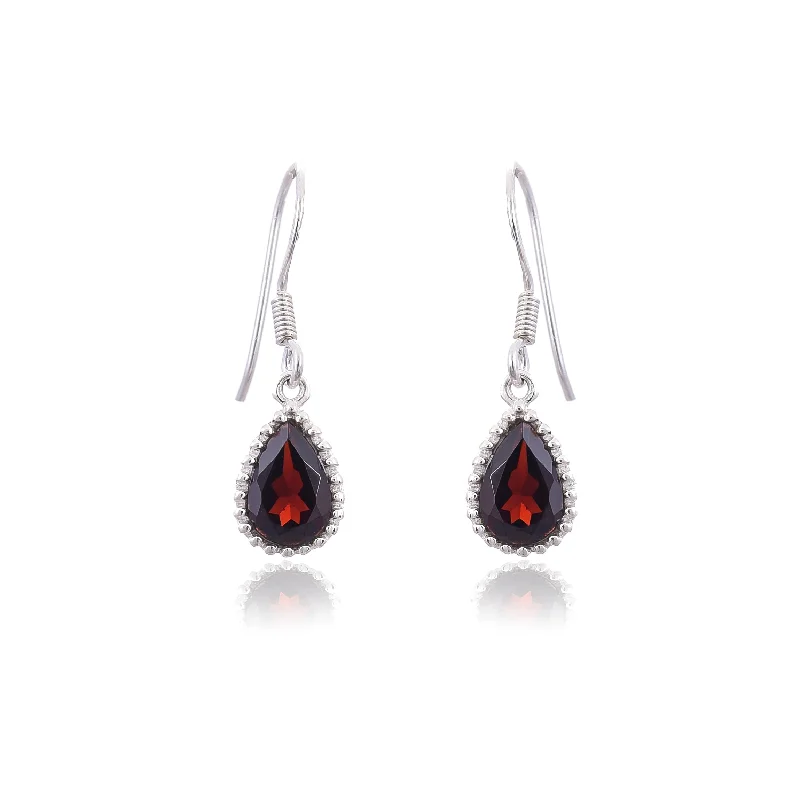 chandelier earrings with crystals for women-Silver Mountain 925 Silver Garnet Earring