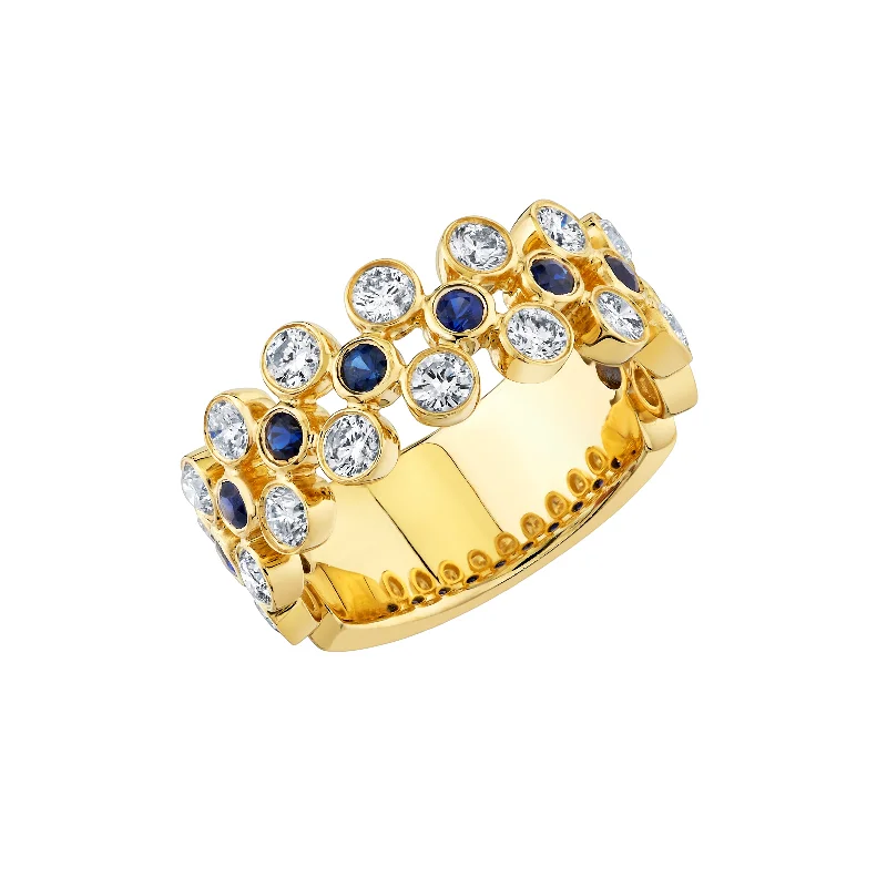 chic gemstone rings for women-Diamond and Gemstone Bezel Band