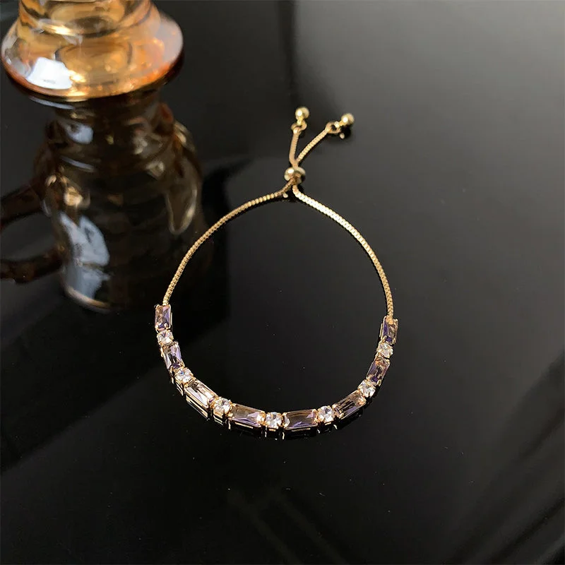 delicate bracelets for women-Simple Style Classic Style Square Copper Alloy Drawstring Plating Inlay Zircon 14k Gold Plated Women's Bracelets