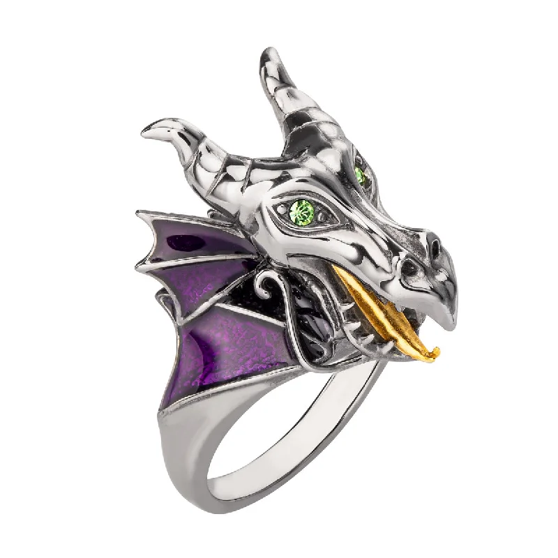 square rings for women-Disney X RockLove SLEEPING BEAUTY Maleficent Dragon Ring