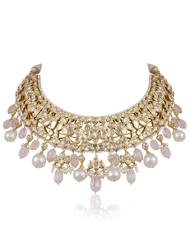 luxury diamond necklaces for women-Taniya Jadau Polki Necklace