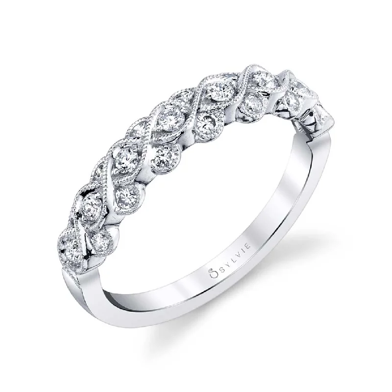 engagement rings with diamonds for women-Sylvie Unique Wedding Band B0055