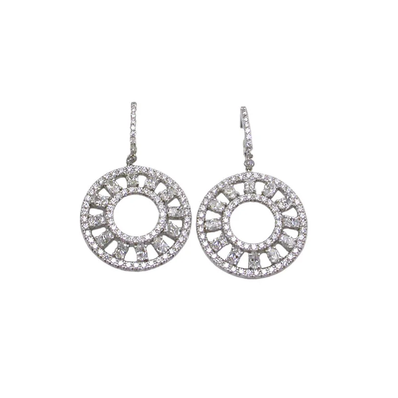 long chandelier earrings for women-18K White Gold Diamond Circle Dangle Earrings