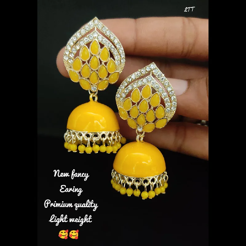 color-block earrings for women-Lucentarts Jewellery Gold Plated Jhumki Earrings