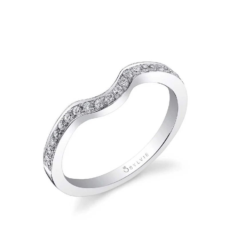 custom engagement bands for women-Sylvie Modern Curved Wedding Band BSY911