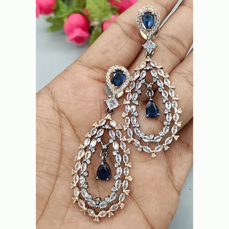 beaded earrings for women-Manisha Jewellery 2Tone Plated AD Stone Dangler Earrings