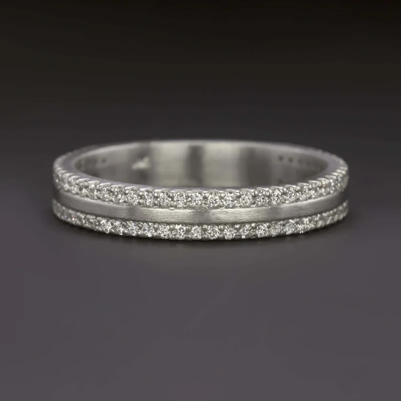 bridal set engagement rings for women-0.56ct NATURAL DIAMOND WEDDING BAND 3/4 ETERNITY STACKING RING 14k WHITE GOLD