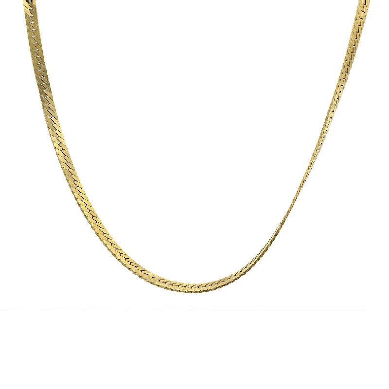 celestial necklaces for women-14K Gold 18.5-Inch Herringbone Chain Necklace