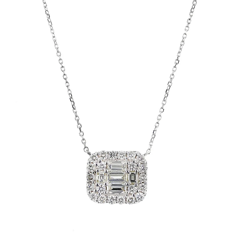 silver necklaces for women-14K White Gold Diamond Pendant Necklace