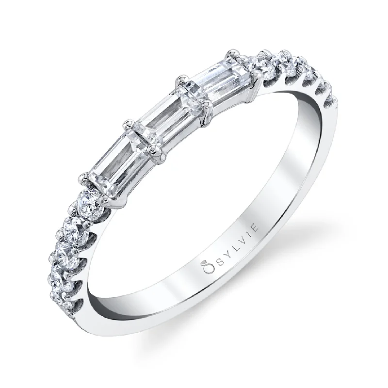 lab-grown diamond engagement rings for women-Sylvie Stackable Wedding Band B0087