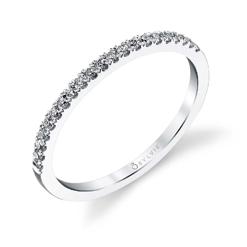 platinum diamond engagement rings for women-Sylvie Classic Wedding Band BS1107