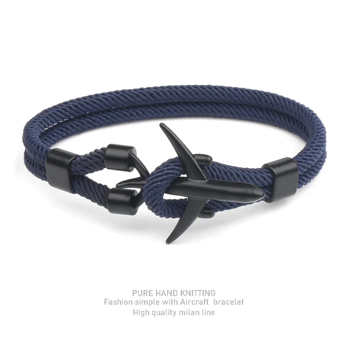 Black Double Hole Navy Blue Rope