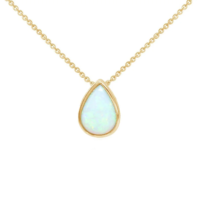 dainty necklaces for women-14K Yellow Gold Australian Opal Necklace