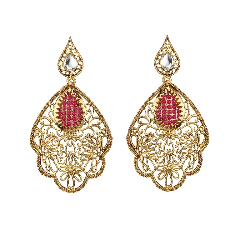 multi-color earrings for women-Amina Creation Gold Plated Dangler Earrings