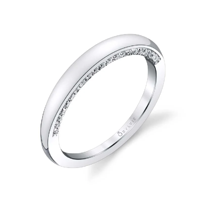 affordable engagement rings for women-Sylvie High Polish Diamond Wedding Band BSY700