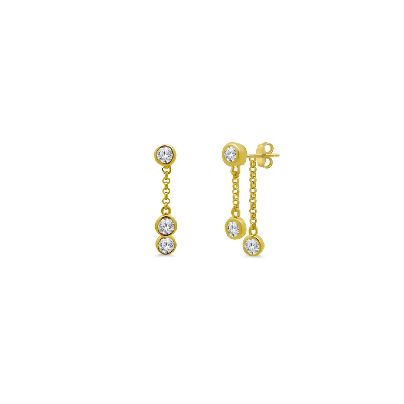 teardrop earrings for women-Double Bezel Drop Stud