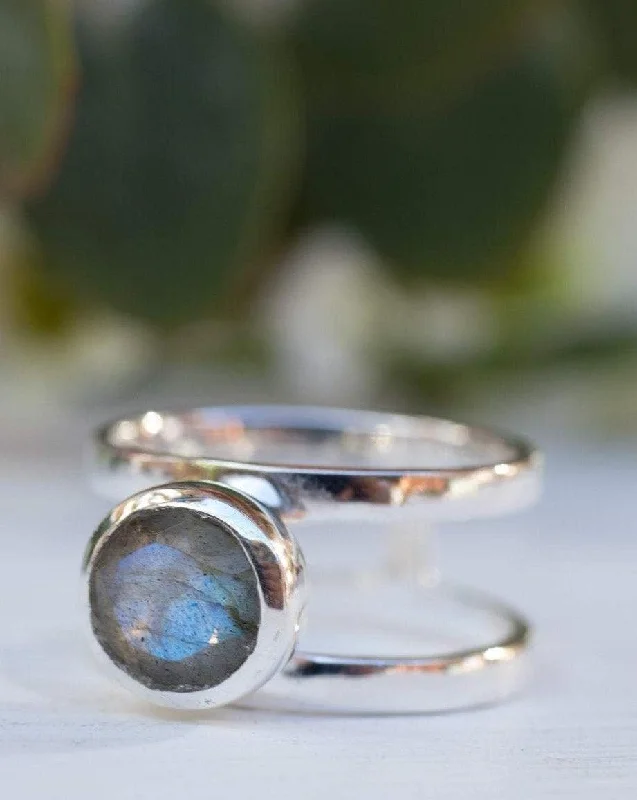 wedding ring sets for women-Rainbow Labradorite ~Sterling Silver 925 ~ MR183