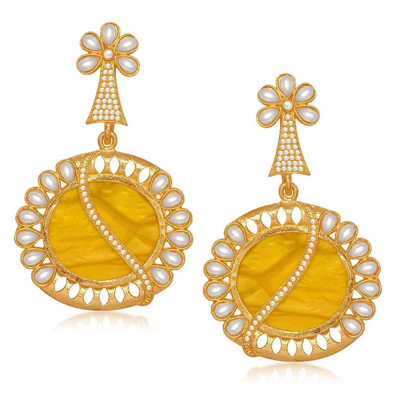 drop earrings for women-Amina Creation Gold Plated Dangler Earrings