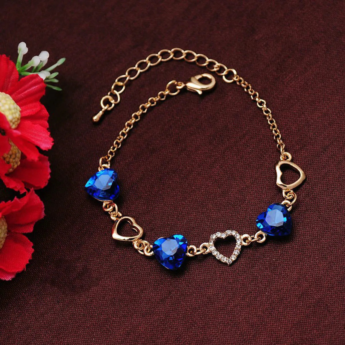 personalized charm bangles for women-Elegant Heart Shape Alloy Inlay Zircon Women's Bracelets