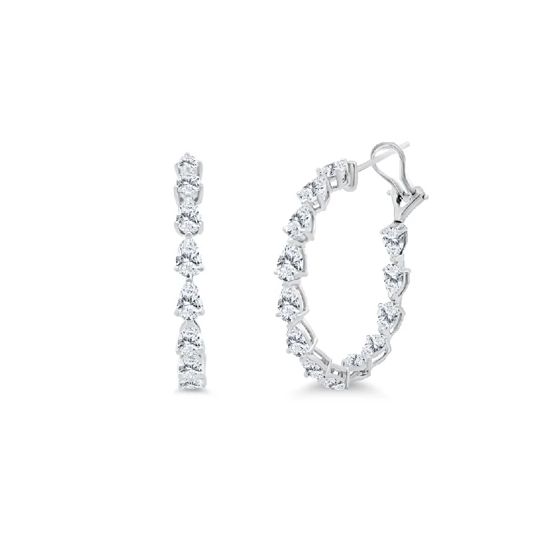 elegant drop earrings for women-Chasing Pear Diamond Hoops