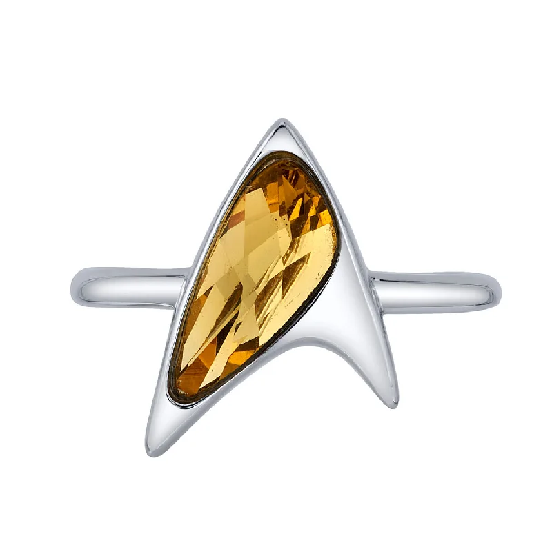 heirloom rings for women-Star Trek X RockLove Yellow Crystal Delta Ring