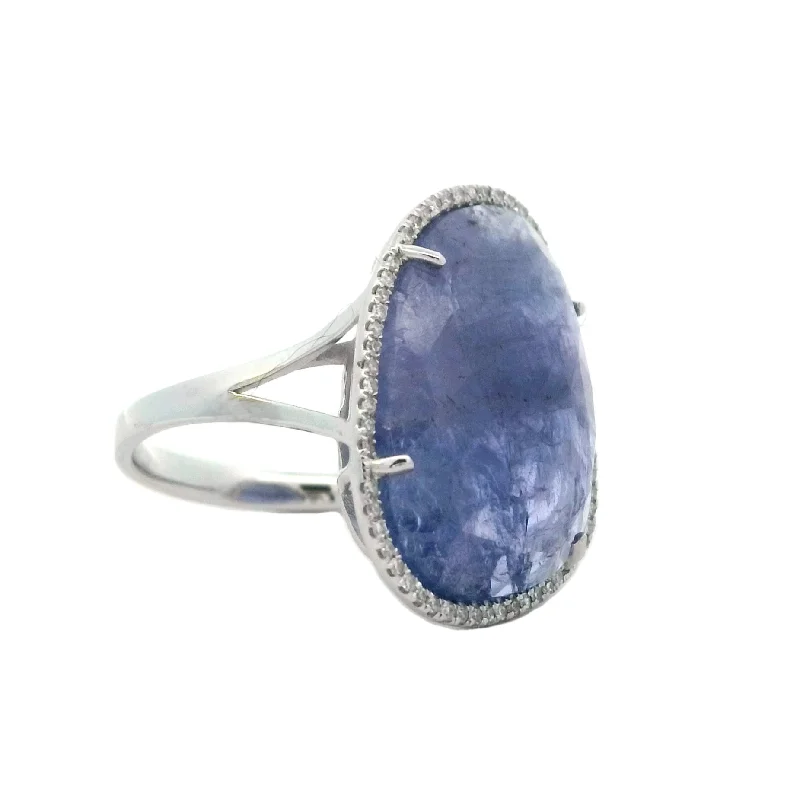 ruby rings for women-Tanzanite Ring in White Gold