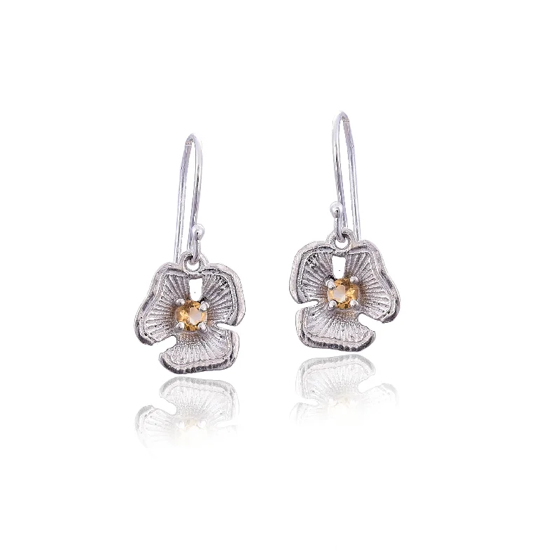 vintage drop earrings for women-Silver Mountain Sterling silver citrine flower shape earring