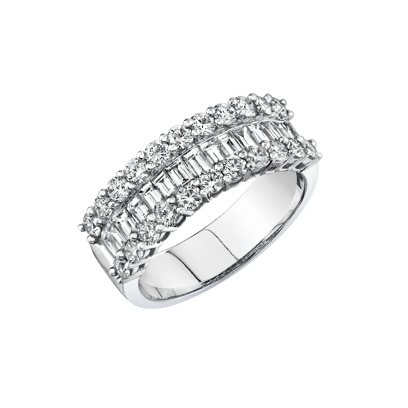 custom engraved rings for women-Triple Row Diamond Band