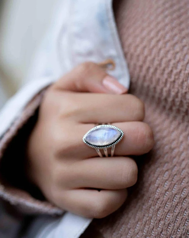 adjustable rings for women-Cathy Ring ~Moonstone ~ Sterling Silver 925 ~ MR288