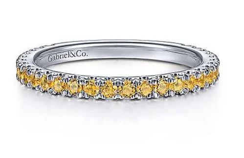 modern rings for women-14K White Gold Citrine Stacklable Ring