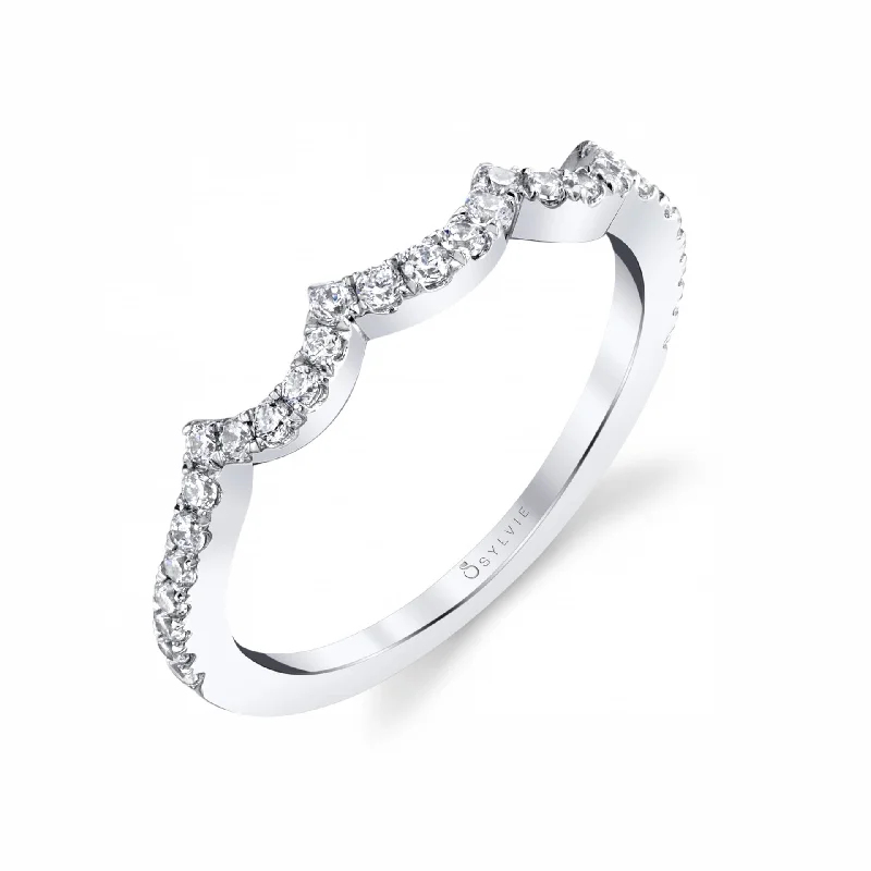 large solitaire engagement rings for women-Sylvie Curved Wedding Band-BS1913