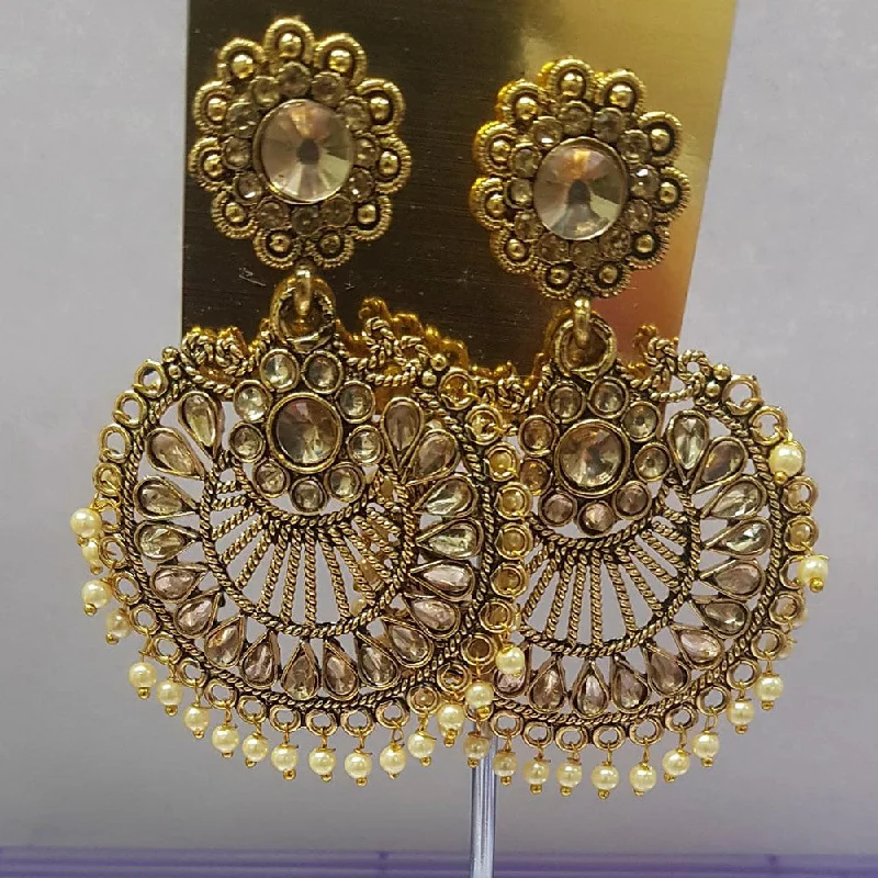 vintage earrings for women-Shreeji Austrian Stone Gold Plated Dangler Earrings-ShreejiEar17