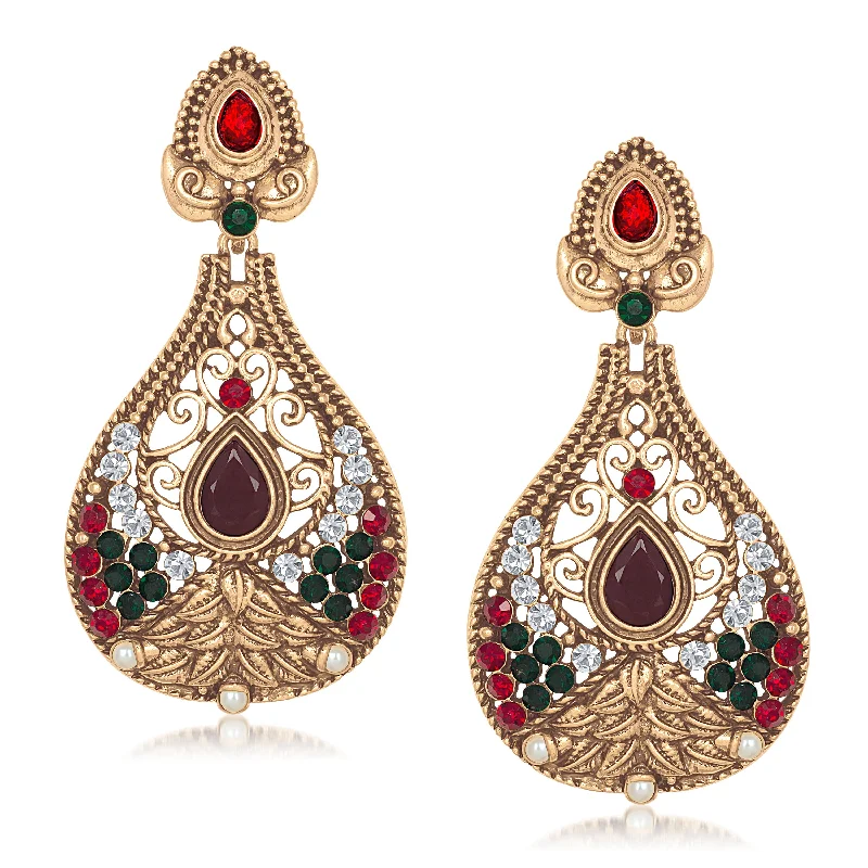 diamond stud earrings for women-Amina Creation Gold Plated Dangler Earrings