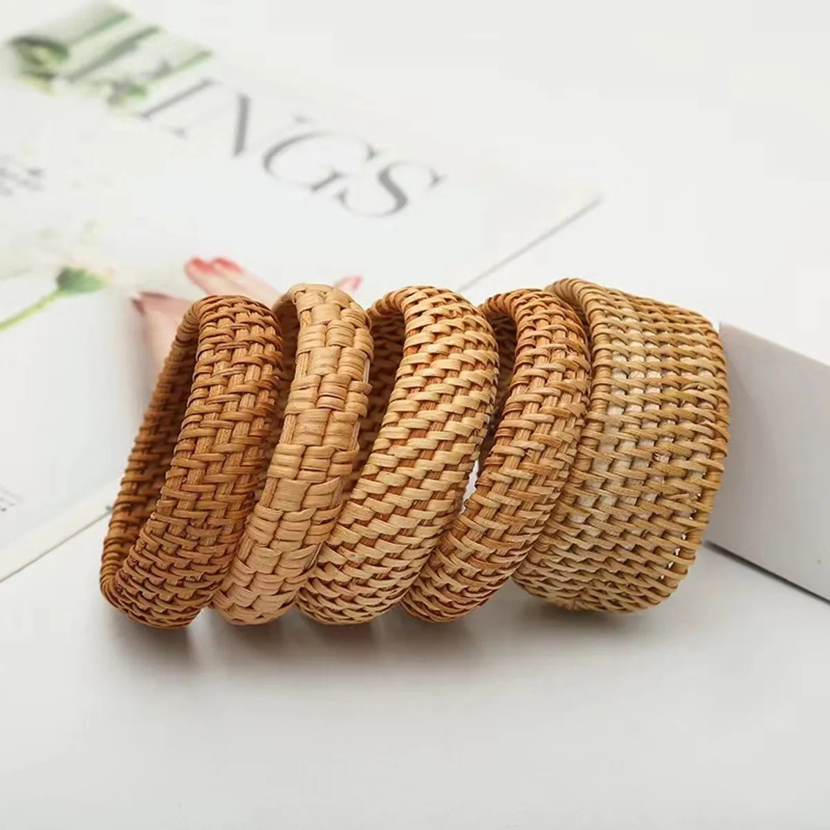 chic bangles for women-Ethnic Style Streetwear Solid Color Rattan Women's Bangle