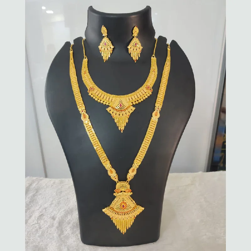 infinity gold necklaces for women-Pari Art Jewellery Forming Gold Double Necklace Set