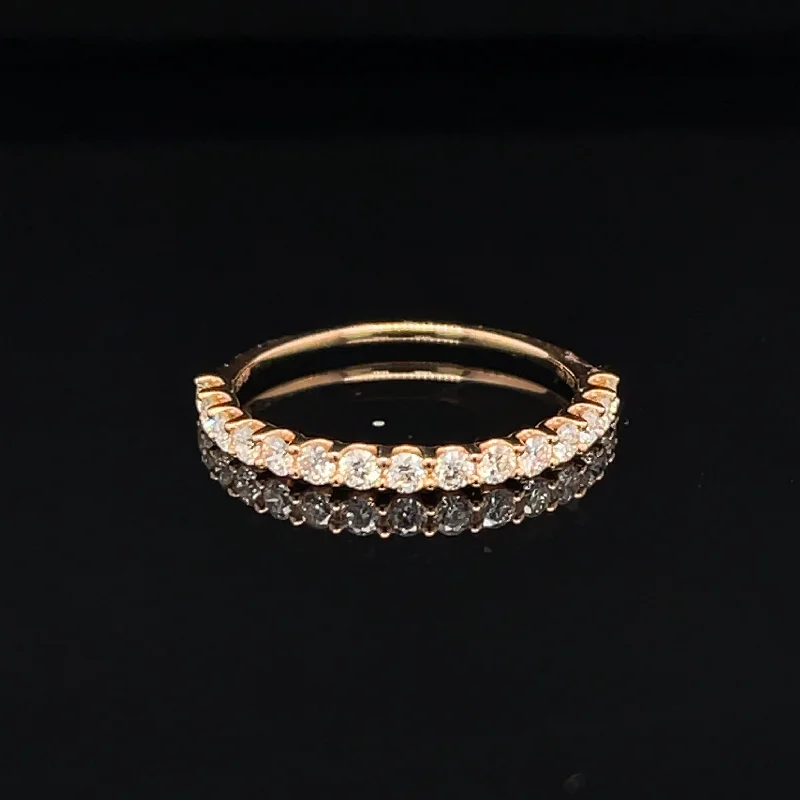 wedding bands for women-Diamond ½ Eternity Wedding Ring in 18k Rose Gold - #536 - RGDIA666524