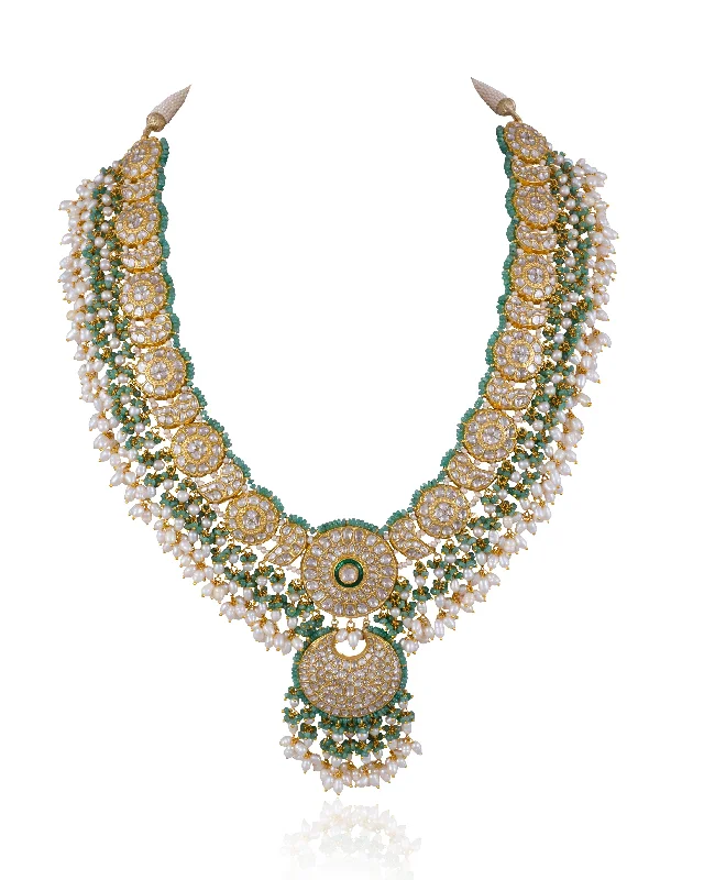 luxury gold necklaces for women-Anisha Polki Long Necklace