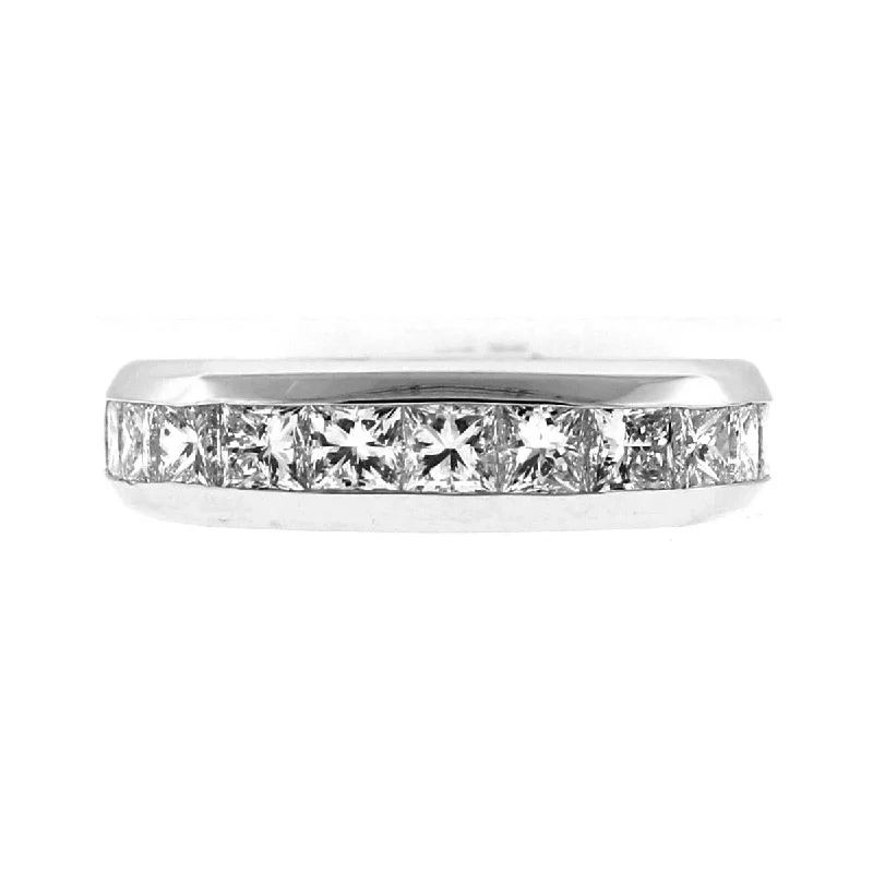 multi-stone diamond engagement rings for women-Platinum Princess-cut Diamond Wedding Band