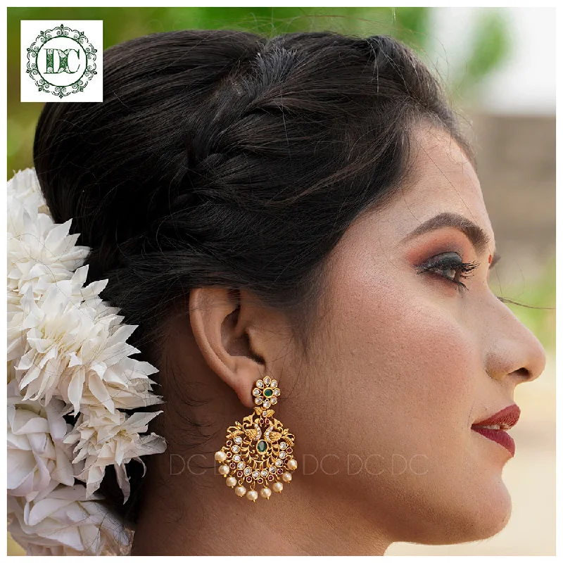 stud earrings with gemstones for women-Diksha Collection Gold Plated Pota Stone Dangler Earrings